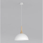 Lampada a sospensione Nautica in acciaio bianco e legno