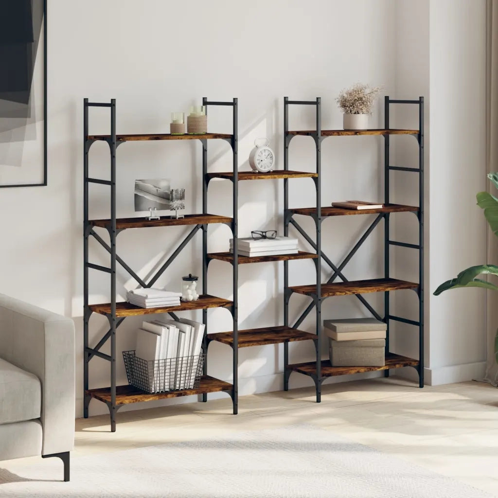 Libreria Rovere Fumo 160x28,5x136,5 cm in Legno Multistratocod mxl 86009