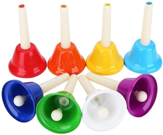 Set di Campane a Mano da 8 Tonalità - Campane Diatoniche - Educazione Musicale - Decorazioni di Matrimonio - Orchestra dei Bambini - Kit di Campane a Mano