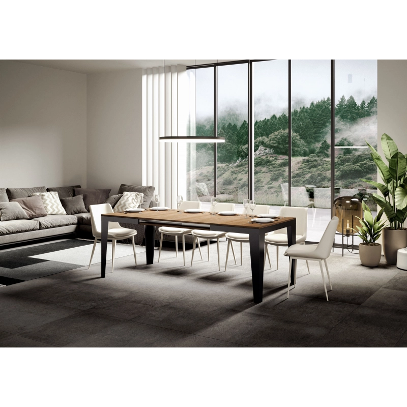 Tavolo allungabile 90x120/224 cm Flame Evolution telaio Antracite - Quercia Natura