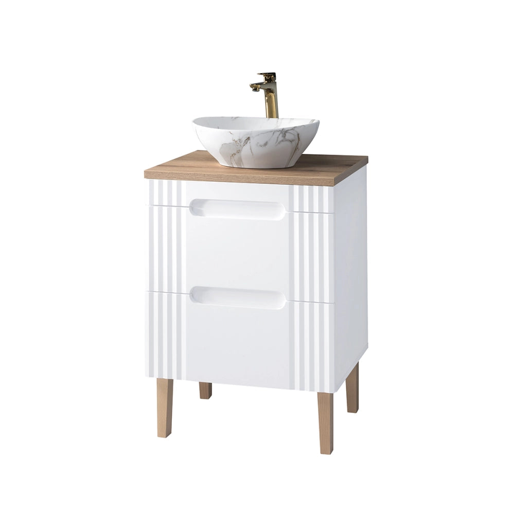 Set mobili bagno 60 cm con lavabo da appoggio Fiji White 60 cm