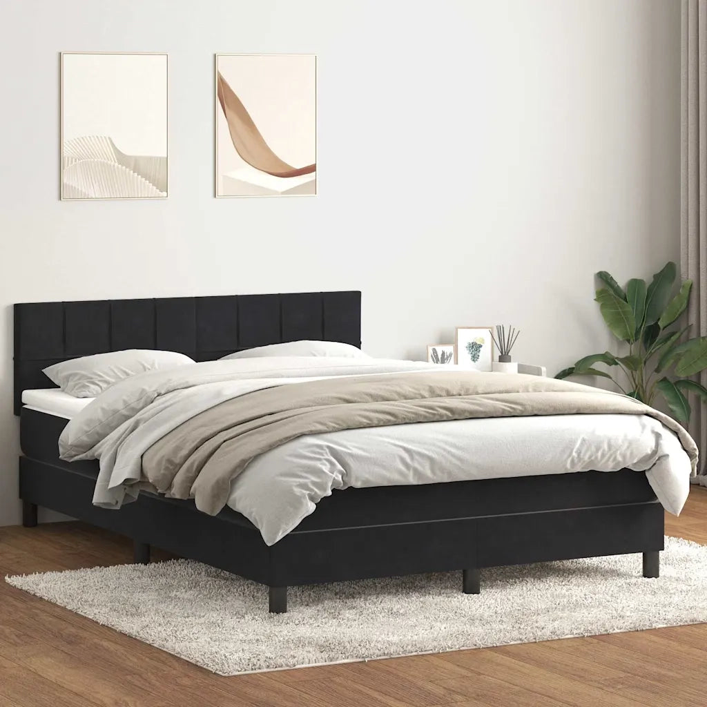 Letto a Molle con Materasso e LED Nero 160x210 cm in Velluto 3316889