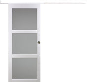 Porta scorrevole Depoli 'Kenya' bianca a 3 vetri 204X73 con binario in alluminio bianco + scocche