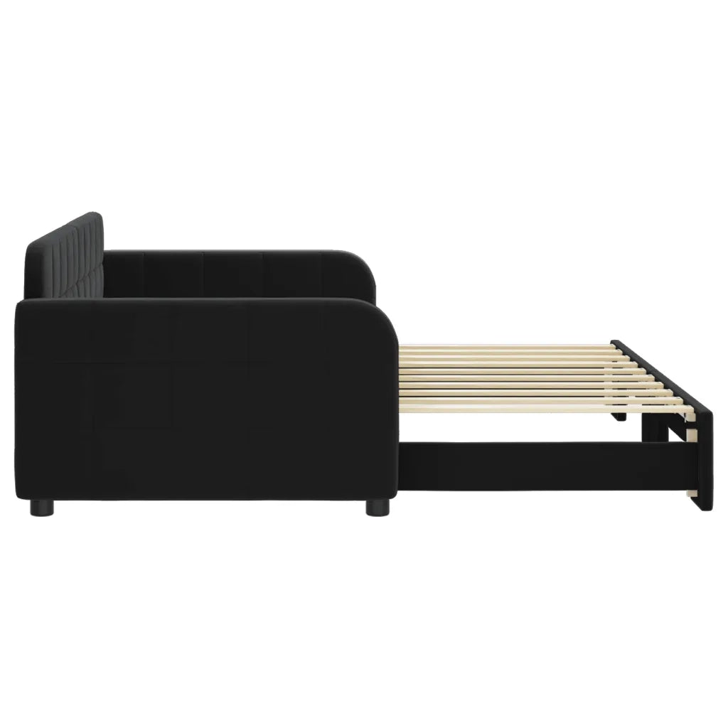 Divano Letto con Letto Estraibile Nero 90x190 cm in Velluto