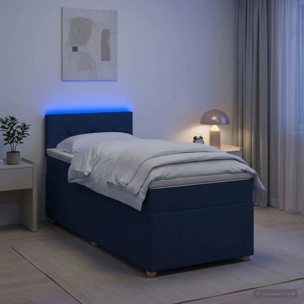 Letto box spring con materasso Blu 100 x 200 cm Tessuto 3452358