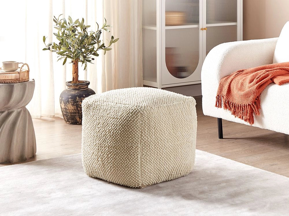 Cuscino da pavimento in cotone quadrato beige 45 x 45 cm soggiorno salotto