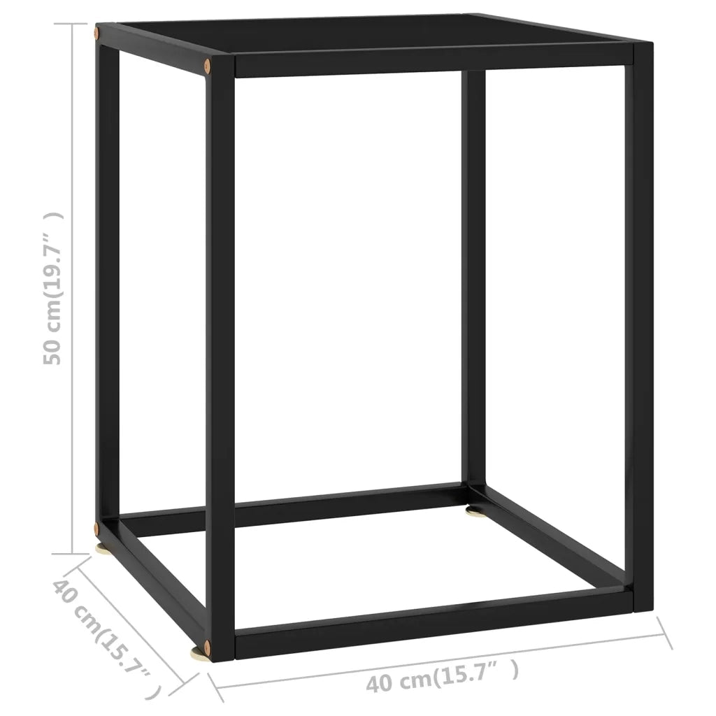 Tavolino da Salotto Nero con Vetro Nero 40x40x50 cm  cod mxl 55165