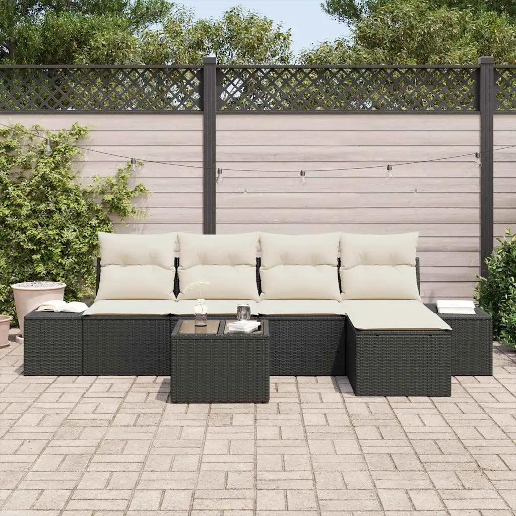 Set Divano da Giardino 5 pcs Marrone e Crema polyrattan 3355696