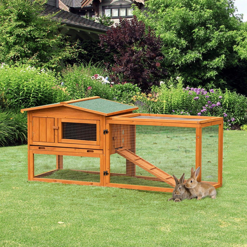 Gabbia per conigli 2 piani con telaio in legno ¨C zephmum ¨C 156x58x68 cm