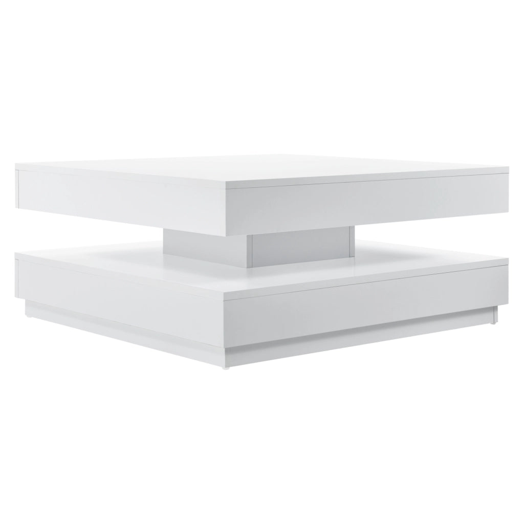 Tavolino da Caffè Florenz con Piano Girevole per Salotto Soggiorno 76 x 76 x 38 cm - Bianco [en.casa]