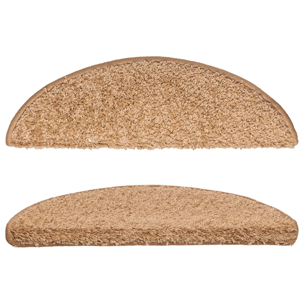 Tappetini per scale 10 pz | Gradini per Scale 56x17x3 cm Beige Semicircolari