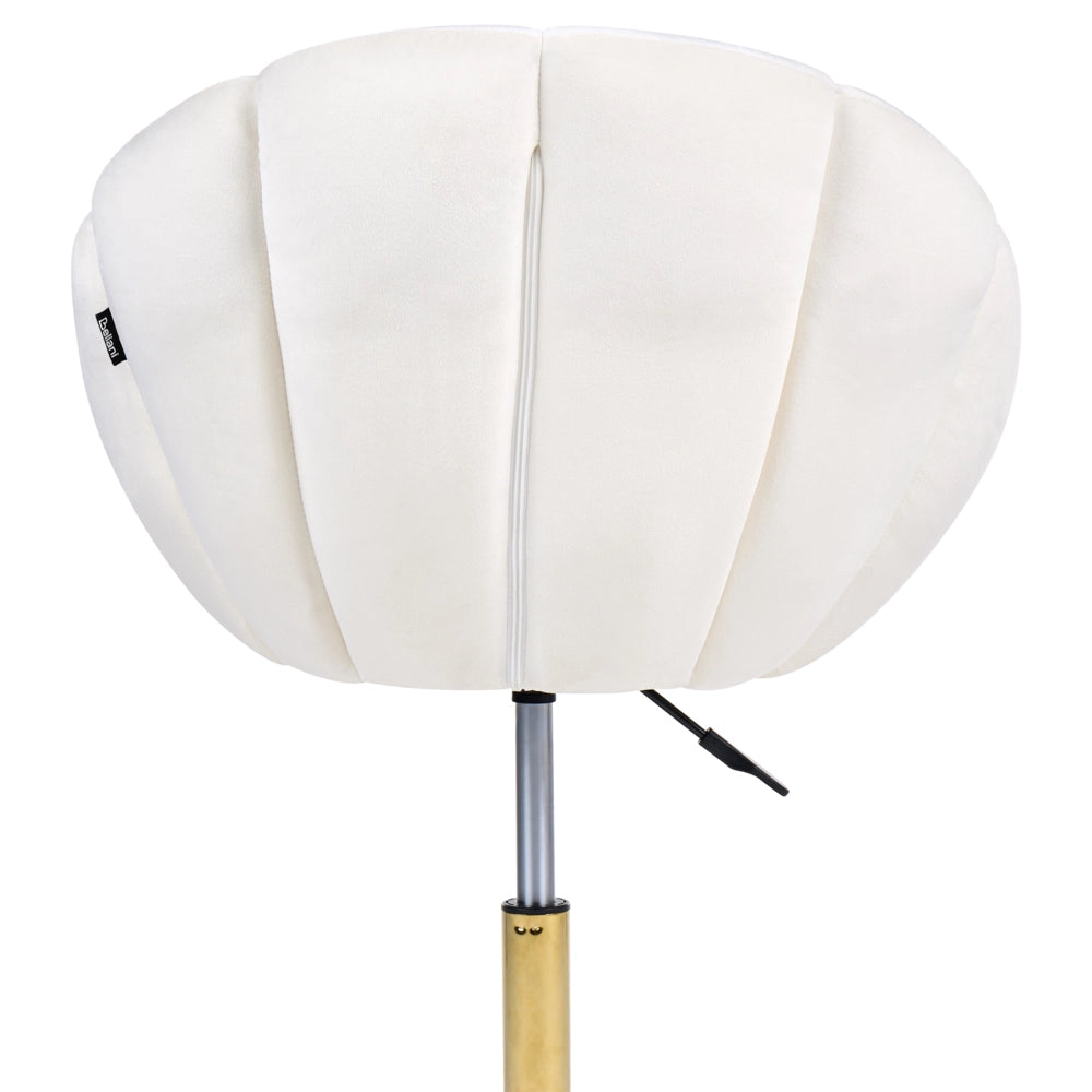 Sedia girevole da ufficio in velluto bianco sporco con base a stella altezza regolabile design moderno per l'ufficio domestico