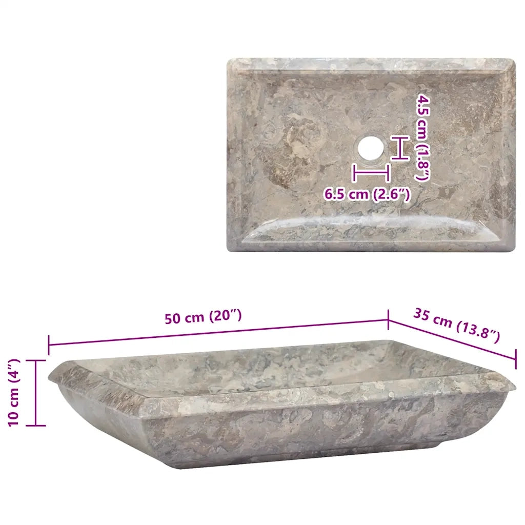 Lavandino Grigio 50x35x10 cm in Marmo
