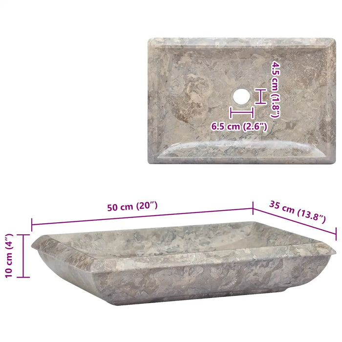 Lavandino Grigio 50x35x10 cm in Marmo
