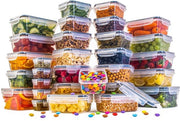 Set di contenitori a chiusura ermetica per alimenti - contenitori alimentari in plastica con coperchi - contenitori di magazzino e cucina a chiusura ermetica - set di preparazione pasti con coperchi - 60 pezzi (30 contenitori + 30 coperchi)