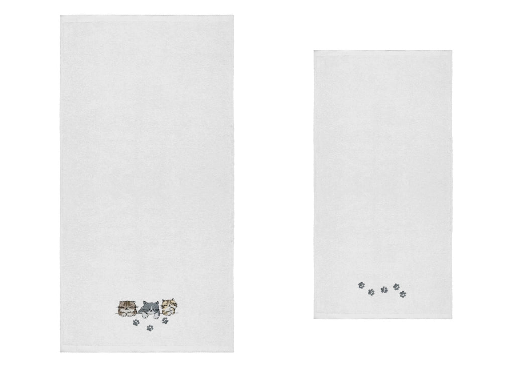 Set Asciugamano Copiola Salvietta Bagno In Spugna 100% Cotone Tre Mici - Copiola - Bianco