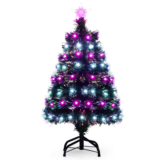 Albero di natale artificiale illuminato con fibre ottiche multicolore, Albero di natale stella sulla cima-Alberi di Natale