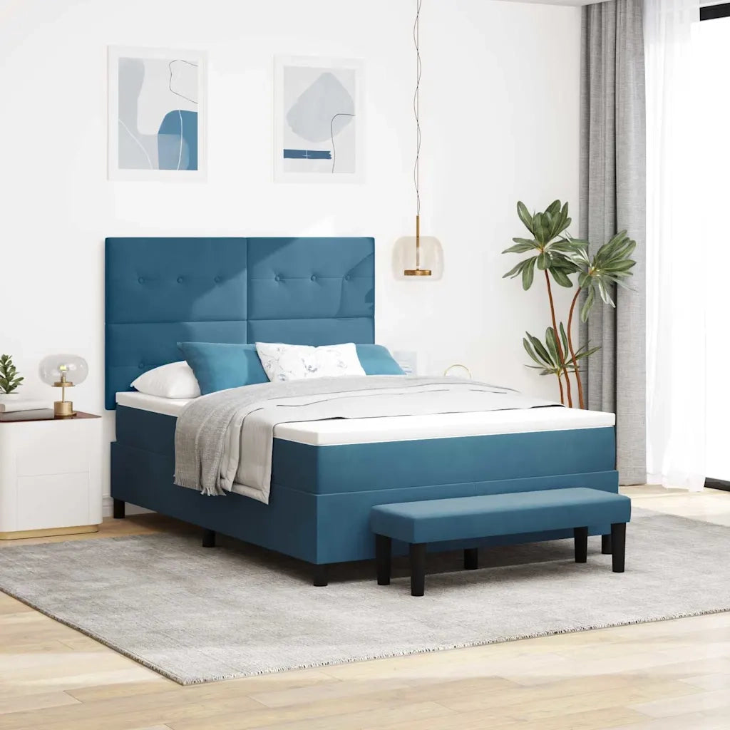Letto a molle con materasso Blu scuro 160 x 200 cm Velluto
