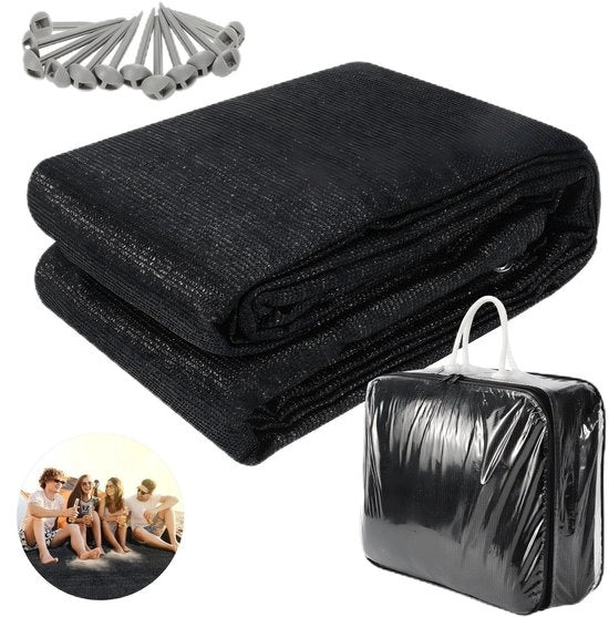 Matto da picnic per camper 300x600cm Nero HDPE impermeabile all'acqua con 13 punte per il terreno