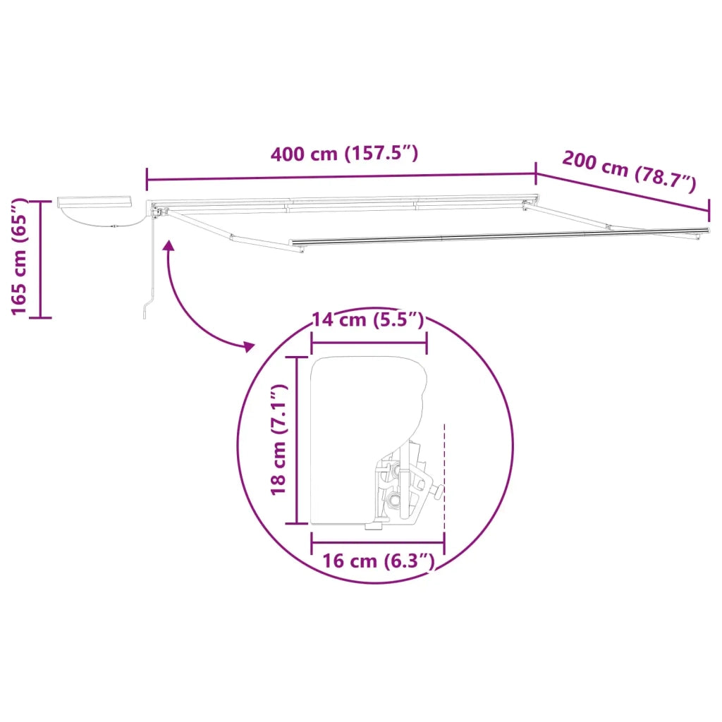 Struttura della tenda elettrica retrattile Antracite 4 x 2 m