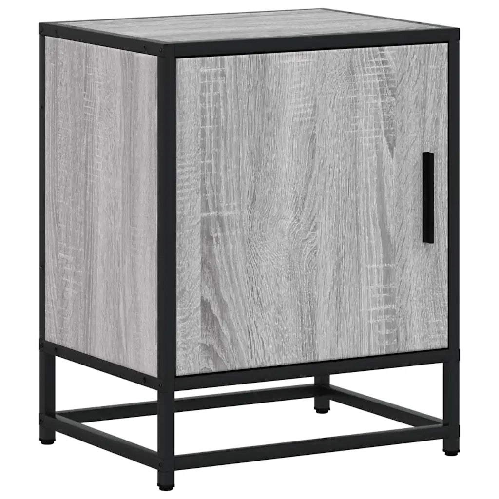 Comodino-Tavolino da notte Grigio Sonoma 40x31x50 cm Legno Multistrato e Metallo 678813