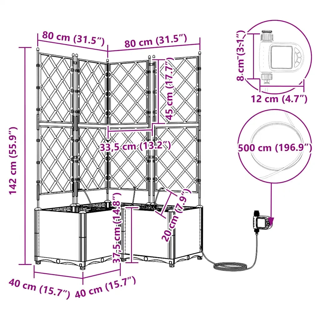 Fioriere | Cassetta per fiori | Vaso da giardino 3 pz Marrone 80 x 80 x 142 cm Plastica