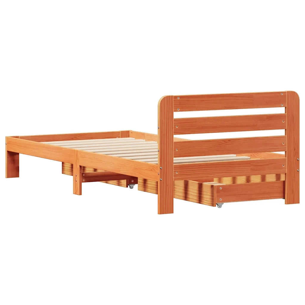 Letto senza Materasso Marrone Cera 90x190 cm in Legno di Pino 3309865