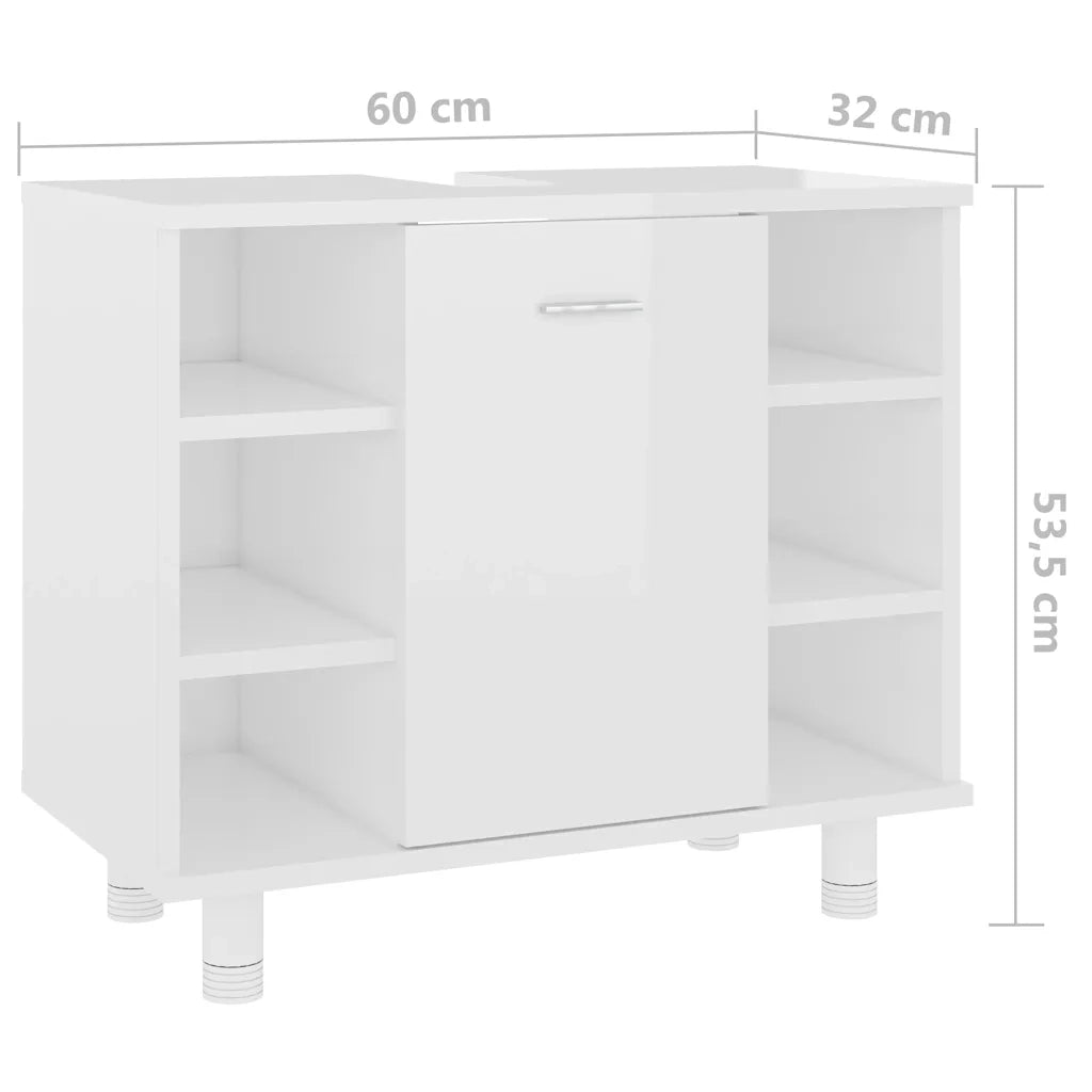 Armadio da Bagno Bianco Lucido 60x32x53,5 cm in Truciolato cod mxl 15442
