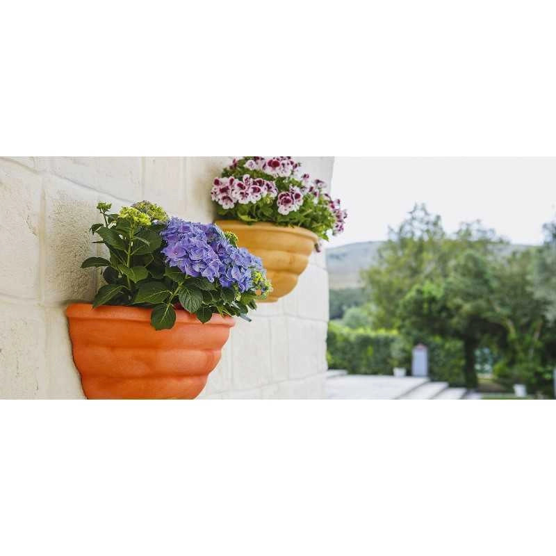 Vaso da parete decorativo classico tradizionale 50x27 H25 in polimero resistente terracotta per piante per giardini e terrazze - Made in Italy