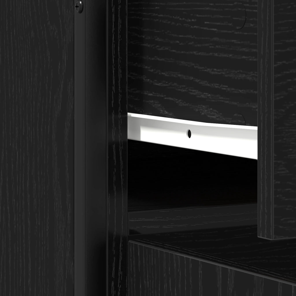 Mobile Nero Rovere 70x30x80 cm Legno ingegnerizzato e Acciaio