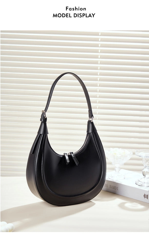 Nuova borsa a tracolla casual da donna in vera pelle nera