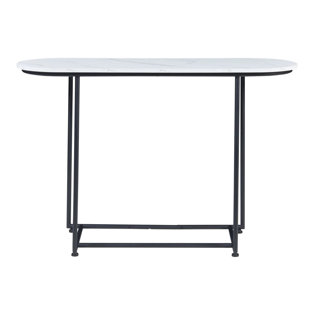 Tavolo consolle 120 x 40 x 75 cm MDF effetto marmo bianco 03_0010881