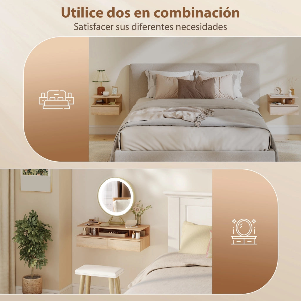 Comodino da parete con cassetto ¨C Minimal ¨C 35x32x22,5 cm rovere