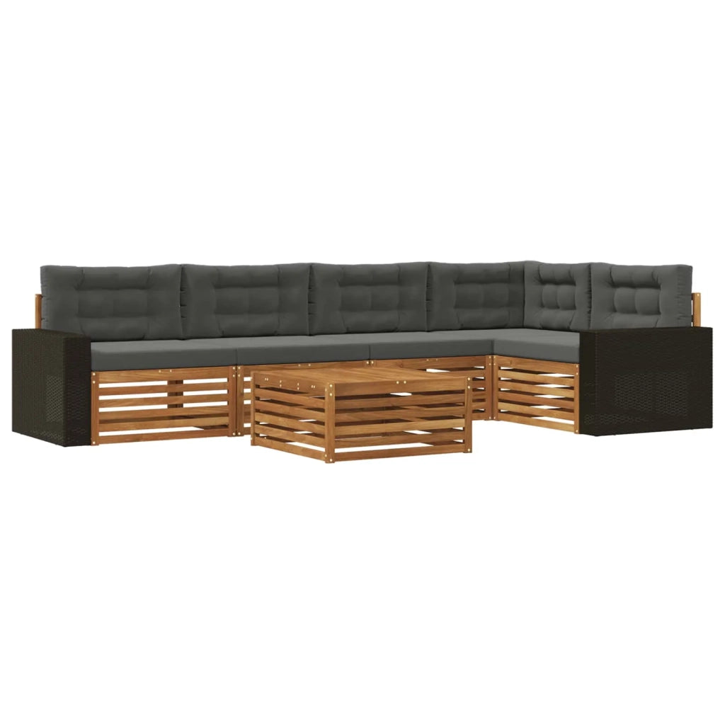 Set di divani da esterno 6 pz Naturale e Antracite Poliestere 3383395