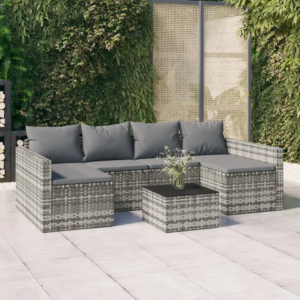 Set di Divani da Giardino 2 pz con Cuscini in Polyrattan Grigio