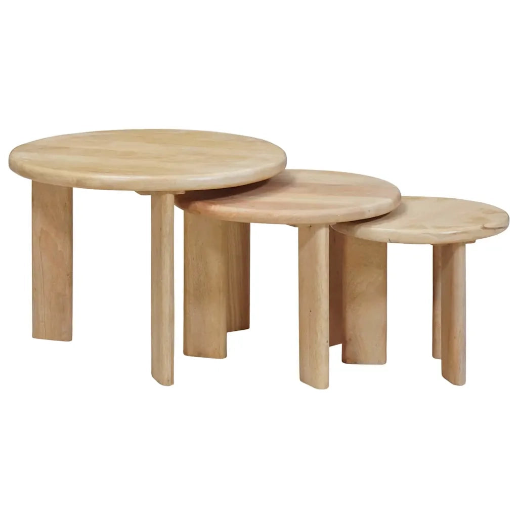 Tavoli da Caffè Nido 3 pcs Nero Legno di mango massello