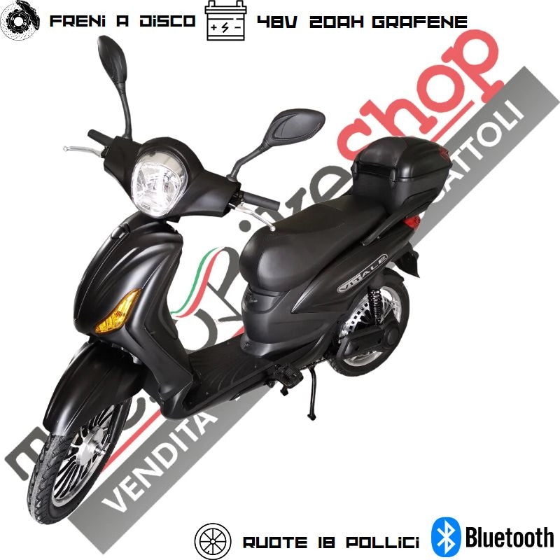 Bici Elettrica Scooter Velocipede Vitale NJT-007 250W  20Ah 48V Batteria a Grafene-Nero Opaco Matt