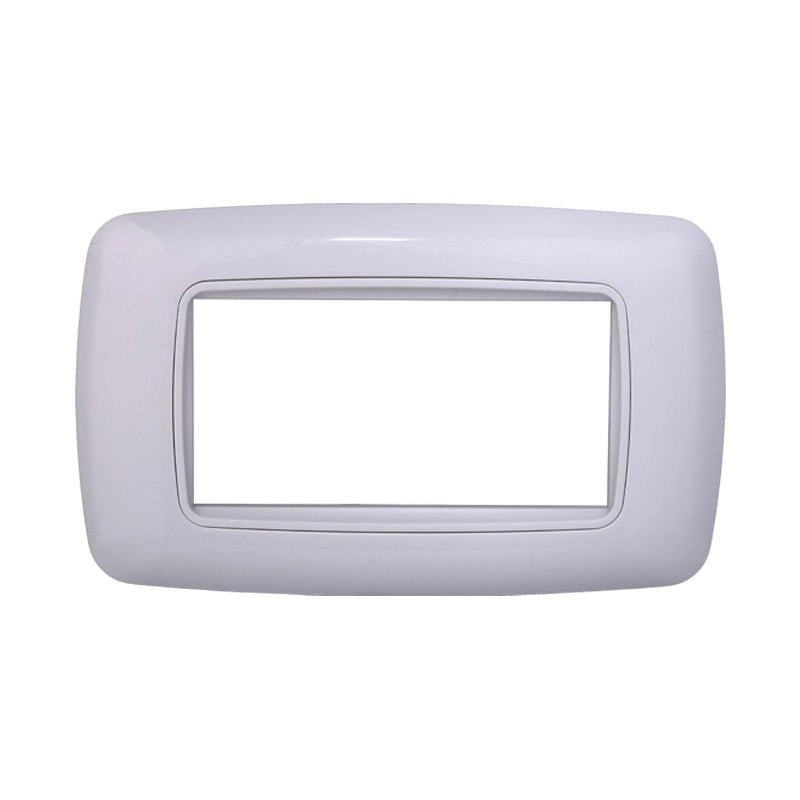 Placca Plastica Bombata Serie Space 4P Colore Bianco Completo Compatibile Con Bticino Living International