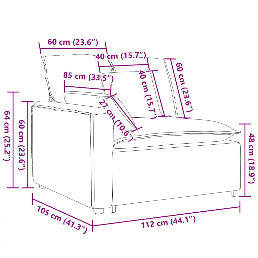 Modulo Terminale Bracciolo Divano Modulare con Cuscini 100 cm CFW9528854