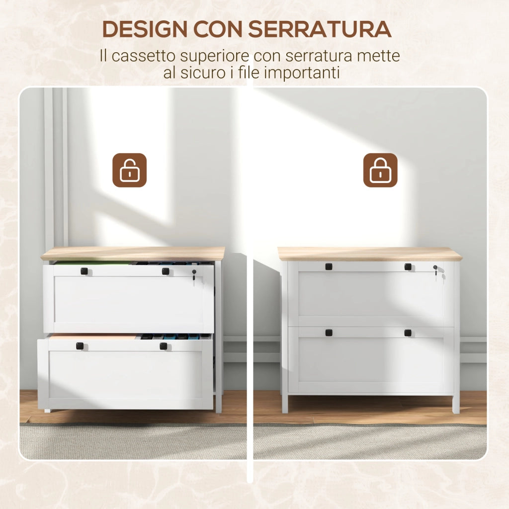 Armadietto con 2 Cassetti per Cartelle A4 ¨C zephmum ¨C Bianco 76x40x76cm