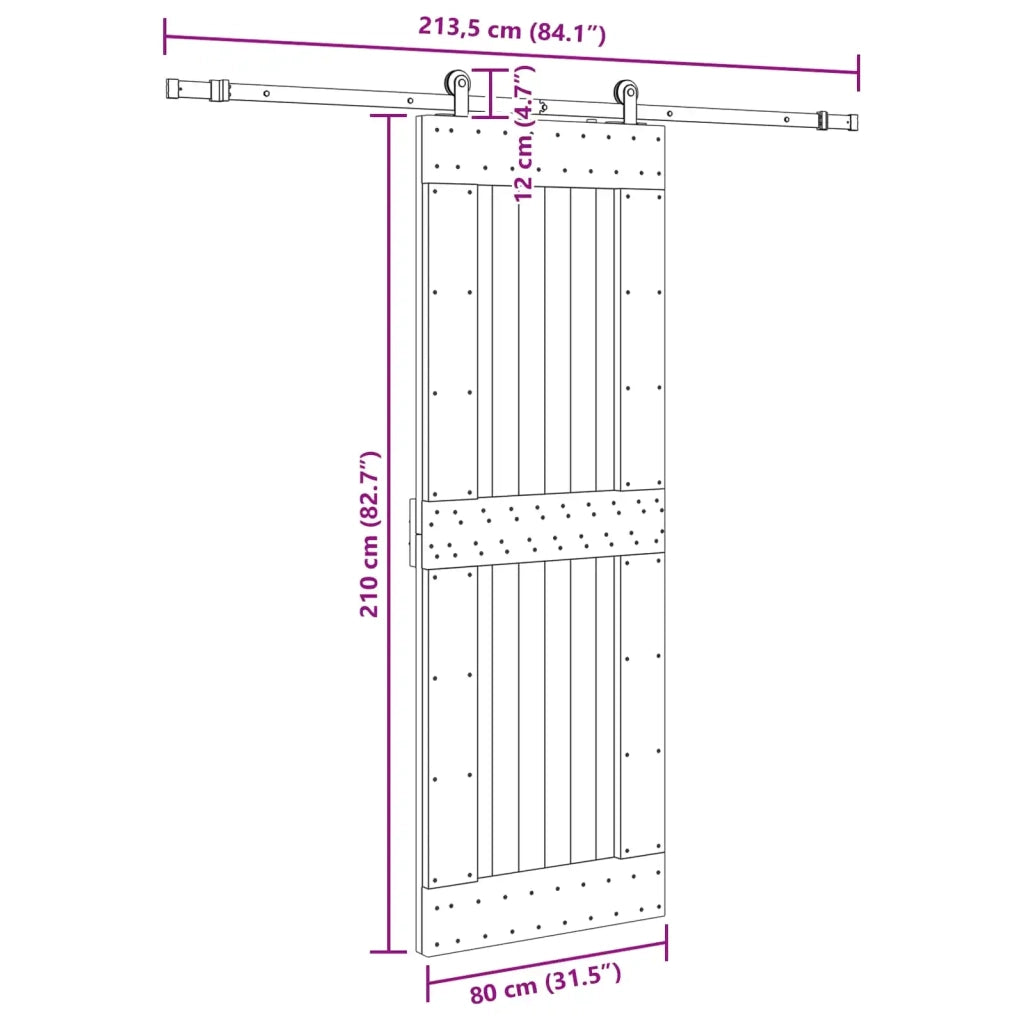 Porta scorrevole NARVIK Naturale e Nero 80 x 210 cm (213,5 cm) 3445318