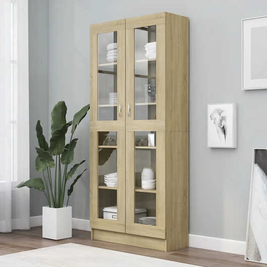 Armadietto Vetrina Rovere Sonoma 82,5x30,5x185 cm Multistrato 802771