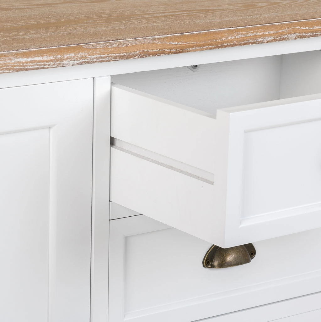 Credenza in legno bianco 124x40x80h