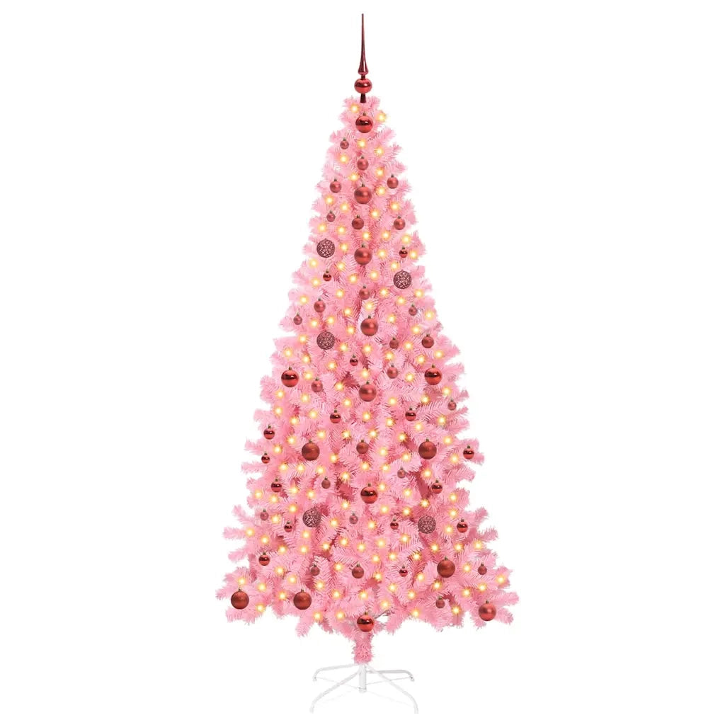 Albero di Natale con 300 LED con supporto-Luci decorative natalizie Rosa 210 cm PVC 720907