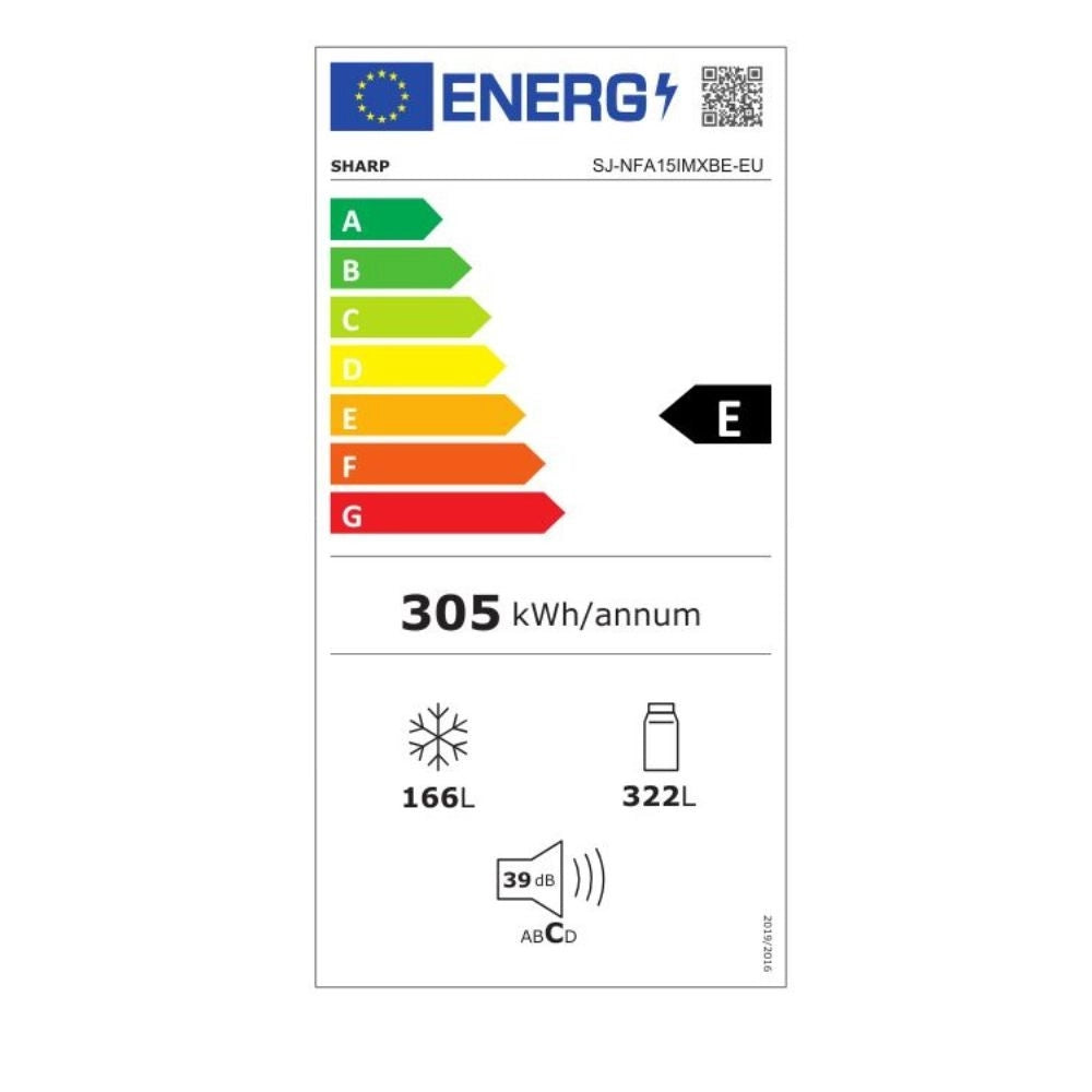 Frigorifero NO FROST side by side Sharp SJNFA15IMXBE 488lt colore Nero classe E