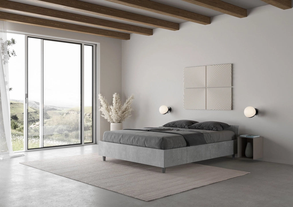 Letto matrimoniale francese contenitore 140x200 noce Nuamo