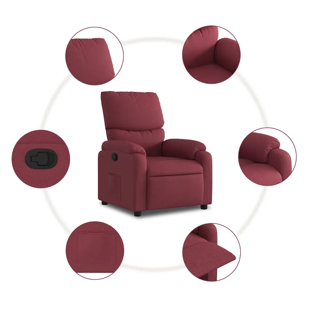 Divano Sedia-Poltrona Reclinabile in Tessuto Rosso Vino 959590