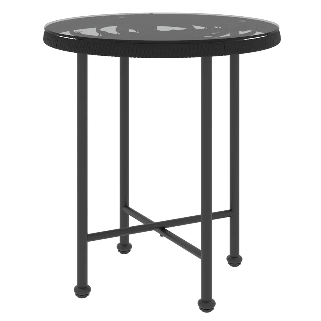 Tavolo da Pranzo Nero Ã˜50 cm Vetro Temperato e Acciaio cod mxl 34226