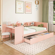 Letto basso con scrivania in pino e truciolare 90x200 cm