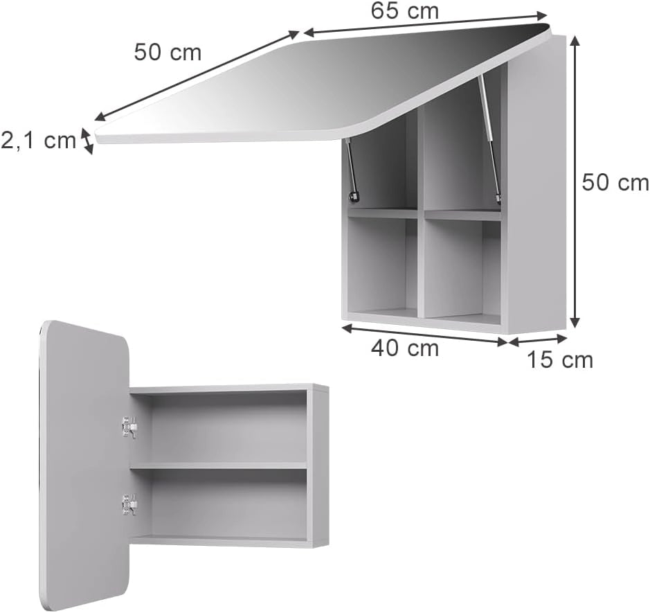 Specchio contenitore bagno Zino, Bianco, 65 x 50 cm con ripiani, Ordine ed eleganza per ogni bagno